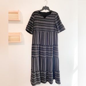 Black and White Boho Tiered Maxi Dress